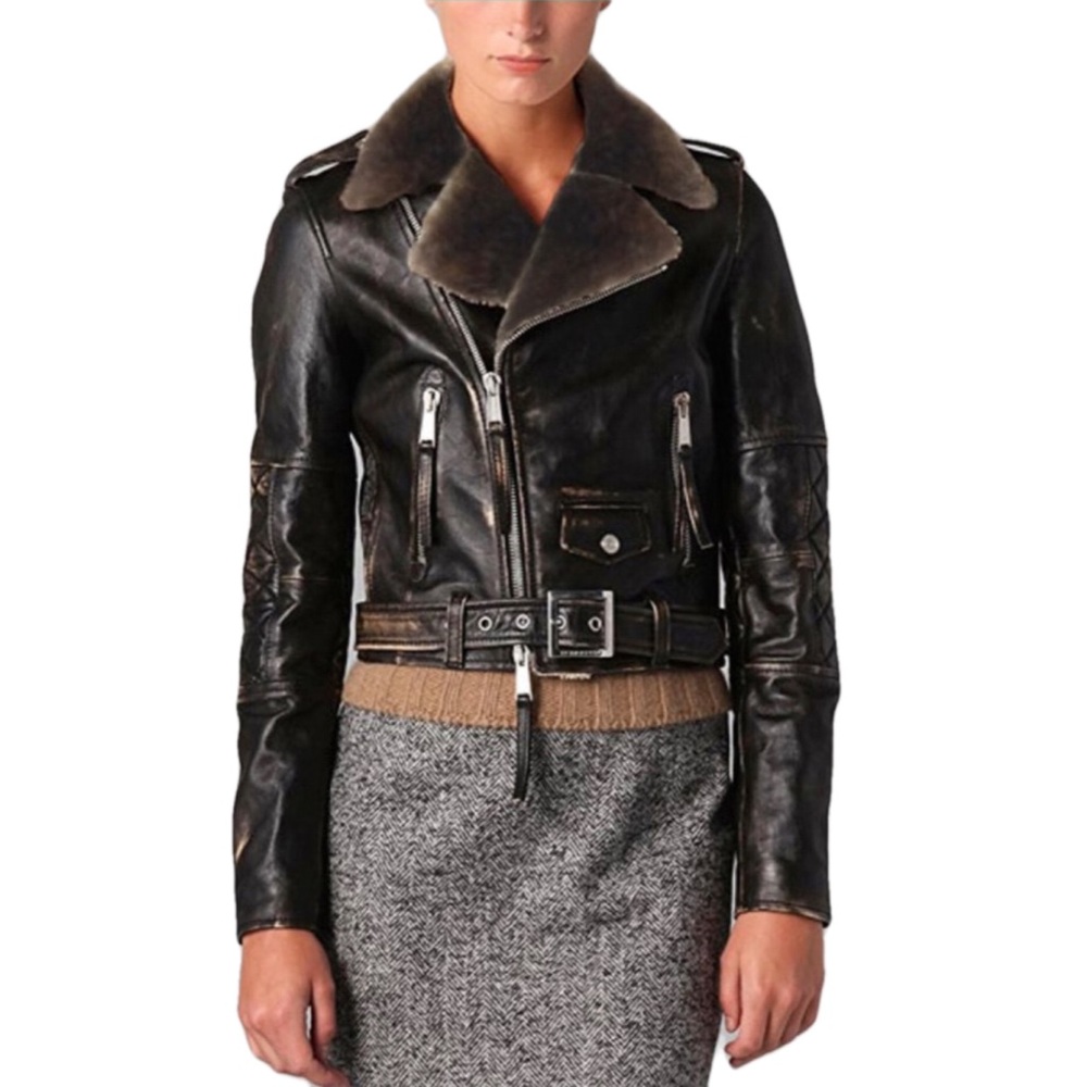 Dsquared2 Horsehide Leather Jacket Shearling Moto… - image 3